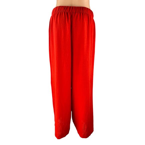 Double Zero Women's Red High Waist Drawstring Wide Leg Harem Palazzo Pants Sz L - Picture 2 of 4